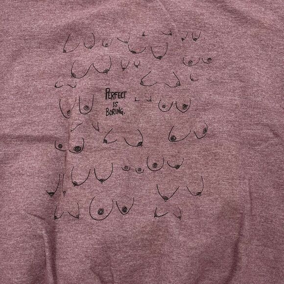 Perfect Boobs are Boring Sweatshirt Size S Pink Cotton Long Sleeves Crew Neck - Picture 3 of 6